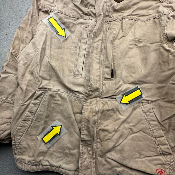 Ariat FR Jacket Mens XL NFPA 2112 CAT 4 Heavy Utility Coat Tan Khaki Canvas - Picture 7 of 16